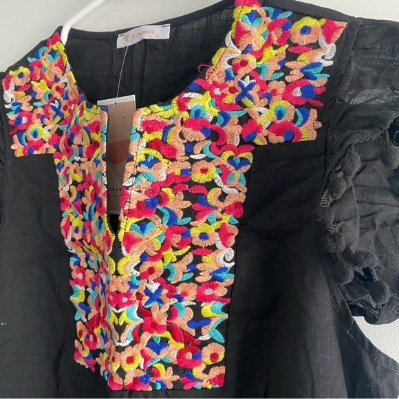 Women's Mini Dress Casual V Neck Floral Embroidery Ruffle Sleeveless KIRUNDO XL - Picture 8 of 10